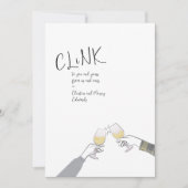 Holiday Toast Kaart – "Clink" wijnglas Proost (Voorkant)