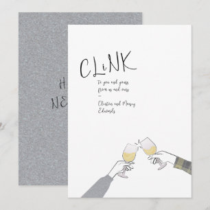 Holiday Toast Kaart – "Clink" wijnglas Proost