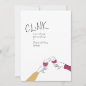 Holiday Toast Kaart – "Clink" wijnglas Proost (Voorkant)