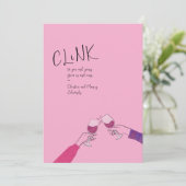 Holiday Toast Kaart – "Clink" wijnglas Proost (Staand voorkant)