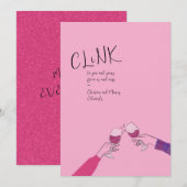 Holiday Toast Kaart – "Clink" wijnglas Proost (Voorkant / Achterkant)