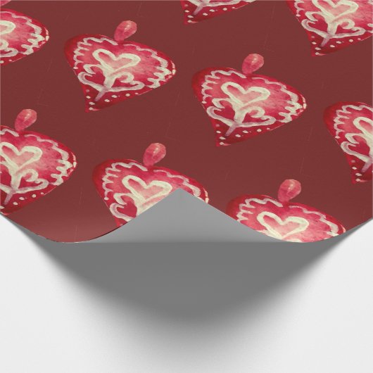 Holiday Toys Red Heart Cadeaupapier (Hoek)