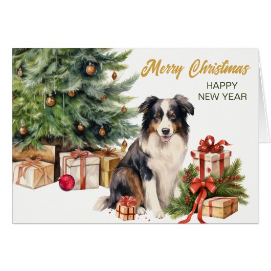 Holiday Tree Border Collie Dog Christmas (Voorkant Horizontaal)