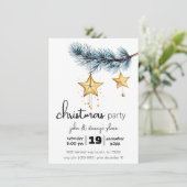 Holiday Tree Branch met hangende Gold Stars Party Kaart (Staand voorkant)