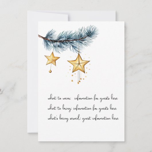 Holiday Tree Branch met hangende Gold Stars Party Kaart (Achterkant)