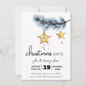 Holiday Tree Branch met hangende Gold Stars Party Kaart (Voorkant)