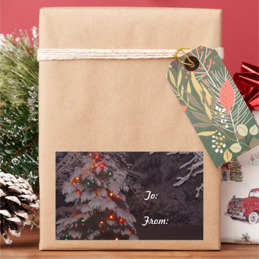 Holiday Tree Lights Winter Wonderland Cadeau Stick Rechthoekige Sticker (Feestdagen)