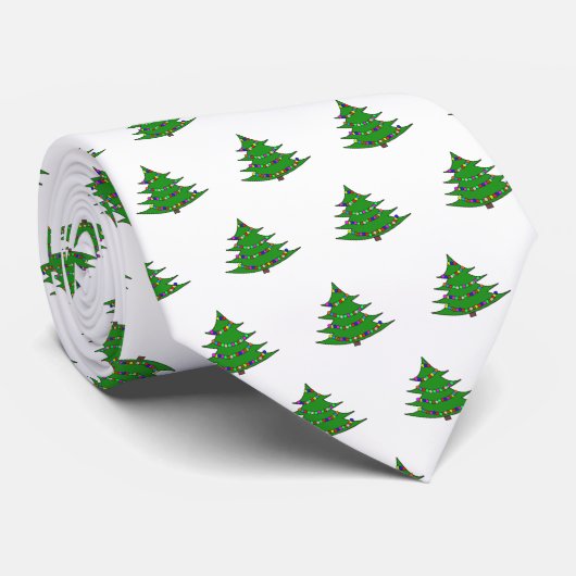 Holiday Tree with Ornaments Christmas Stropdas (Opgerold)