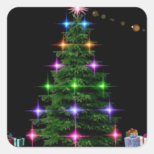 Holiday trendy Merry kerstboom Vierkante Sticker (Voorkant)
