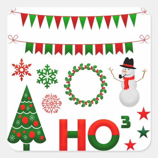 Holiday trendy Merry Kerstmis Vierkante Sticker (Voorkant)