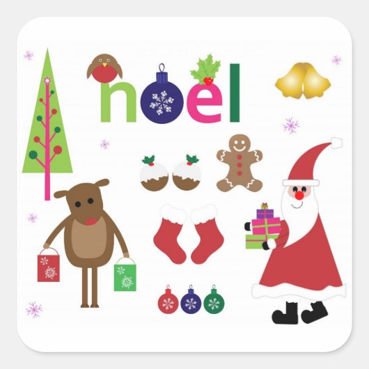 Holiday trendy Merry Kerstmis Vierkante Sticker (Voorkant)