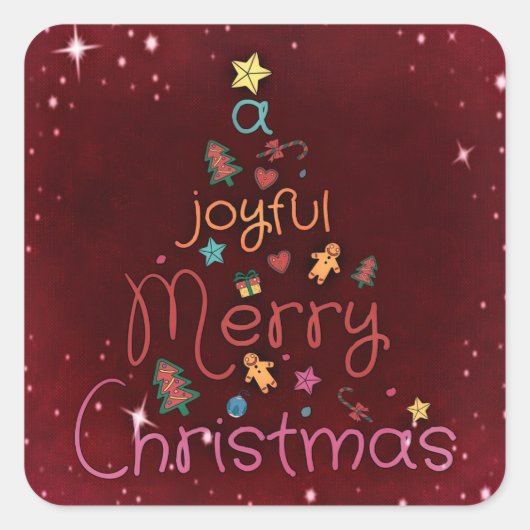 Holiday trendy Merry Kerstmis Vierkante Sticker (Voorkant)