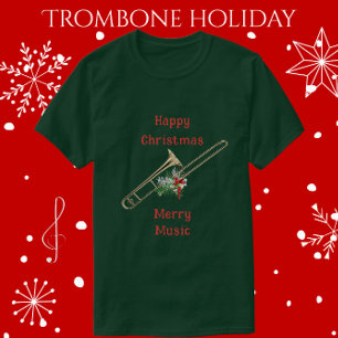Holiday Trombone Happy Christmas vrolijke muziek T-shirt