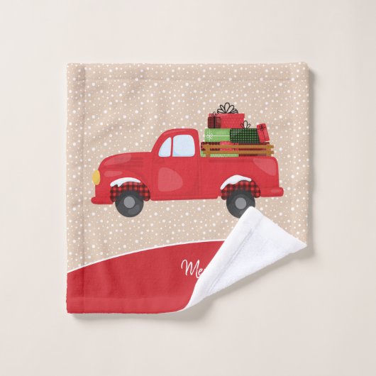 Holiday Truck Merry-kerstzaal Bad Handdoek (Wasdoekje)