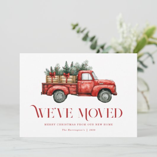 Holiday Truck Moving New Home Announcement Card Feestdagenkaart (Staand voorkant)