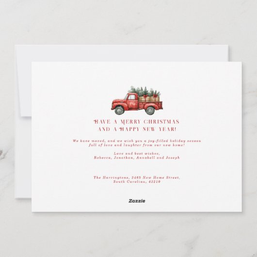 Holiday Truck Moving New Home Announcement Card Feestdagenkaart (Achterkant)