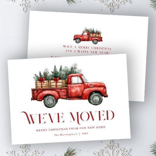 Holiday Truck Moving New Home Announcement Card Feestdagenkaart