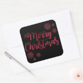 Holiday Typografie trendy red glitter Kerstmis Vierkante Sticker (Envelop)