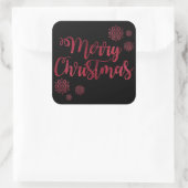 Holiday Typografie trendy red glitter Kerstmis Vierkante Sticker (Tas)