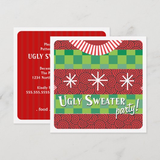 Holiday Ugly Sweater Party Invitation Kaart (Voorkant / Achterkant)