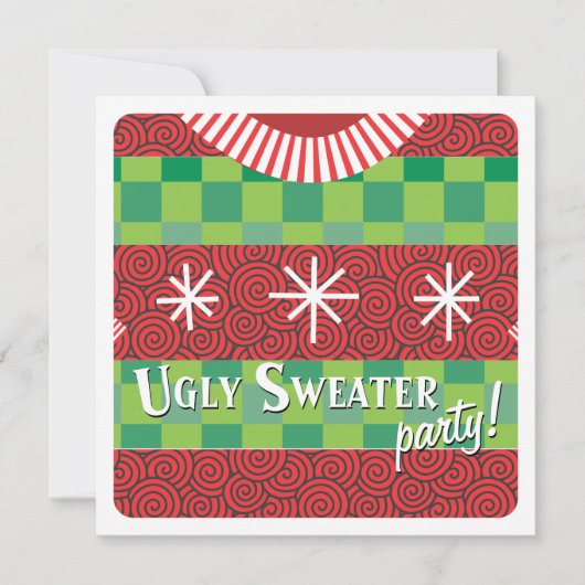 Holiday Ugly Sweater Party Invitation Kaart (Voorkant)