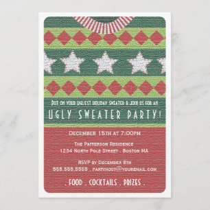 Holiday Ugly Sweater Party Invitation Kaart