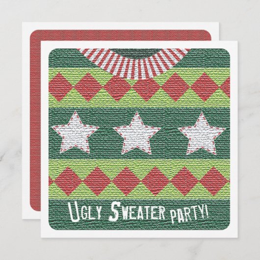 Holiday Ugly Sweater Party Invitation Kaart (Voorkant / Achterkant)