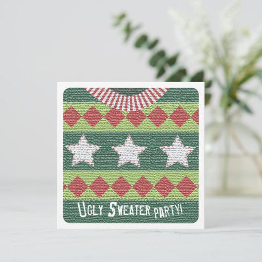 Holiday Ugly Sweater Party Invitation Kaart (Staand voorkant)