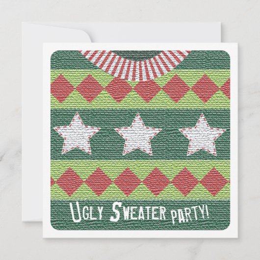 Holiday Ugly Sweater Party Invitation Kaart (Voorkant)