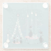 Holiday uit de middeleeuwse kattenfamilie ©studiox glazen onderzetter (Achterkant)