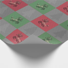 Holiday Unicorn Christmas Wrapping Paper (Grijs) Cadeaupapier