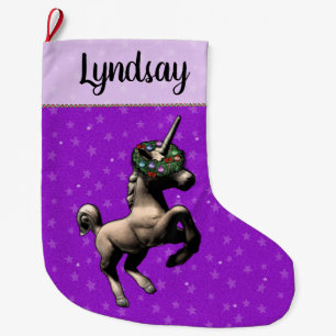 "Holiday Unicorn" kerststop (PurpleAlt) Grote Kerstsok