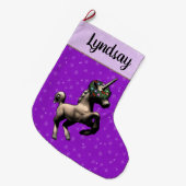 "Holiday Unicorn" kerststop (PurpleAlt) Grote Kerstsok (Voorkant (Hangend))