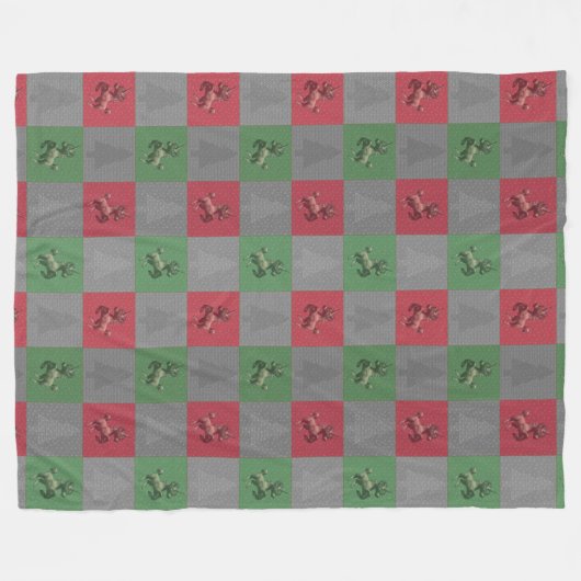 "Holiday Unicorn" Pattern Fleece Blanket (R/G) (Voorkant (Horizontaal))