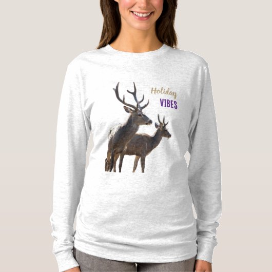 Holiday Vibes Deers Long Sleeves Top (Voorkant)