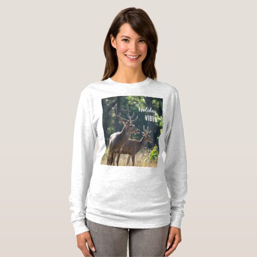 Holiday Vibes Deers Long Sleeves Top (Voorkant volledig)