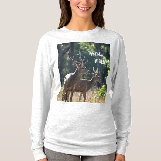 Holiday Vibes Deers Long Sleeves Top (Voorkant)