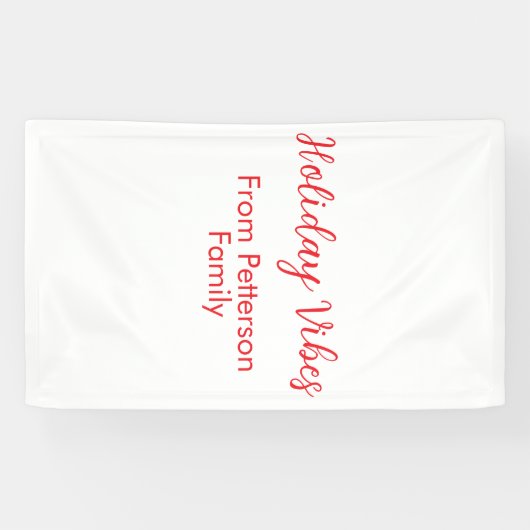 Holiday Vibes red Christmas add family name date b Spandoek (Horizontaal)