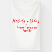 Holiday Vibes red Christmas add family name date b Spandoek (Verticaal)