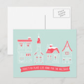 Holiday Village Illustration Kerst Briefkaart (Voorkant / Achterkant)