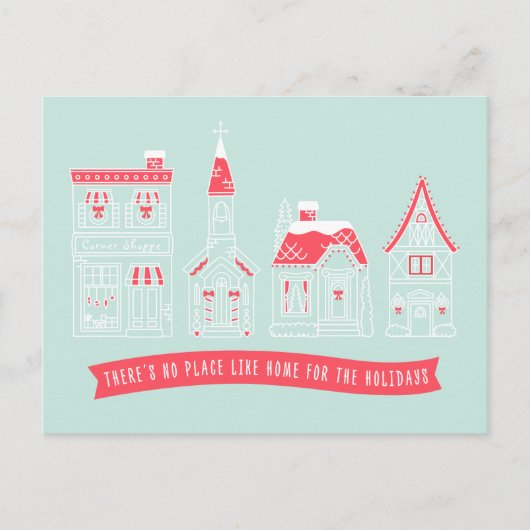 Holiday Village Illustration Kerst Briefkaart (Voorkant)