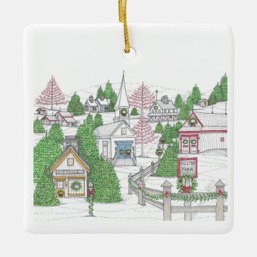 Holiday Village Keramisch Ornament (Voorkant)
