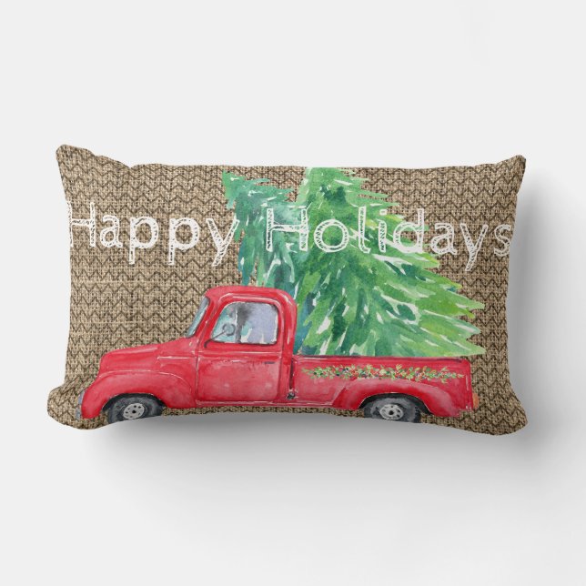 Holiday Vintage Truck Throw Pillow Kussen (Voorkant)
