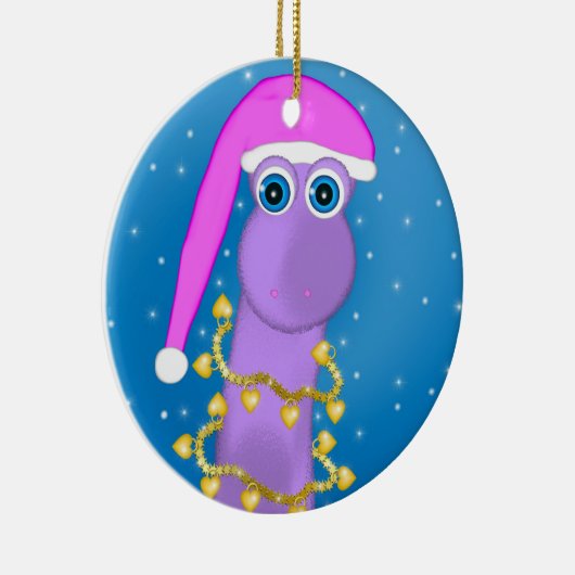 Holiday Violet Dinosaur Keramisch Ornament (Rechts)