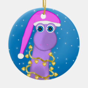 Holiday Violet Dinosaur Keramisch Ornament