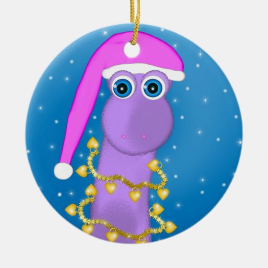Holiday Violet Dinosaur Keramisch Ornament (Voorkant)
