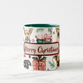 Holiday Watercolor Puppies Pattern Coffee Mug Tweekleurige Koffiemok (Center)