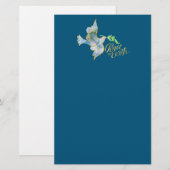 Holiday Waterverf Dove Gold Peace on Earth Briefpapier (Voorkant / Achterkant)