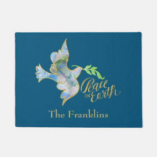 Holiday Waterverf Dove Gold Peace on Earth Deurmat