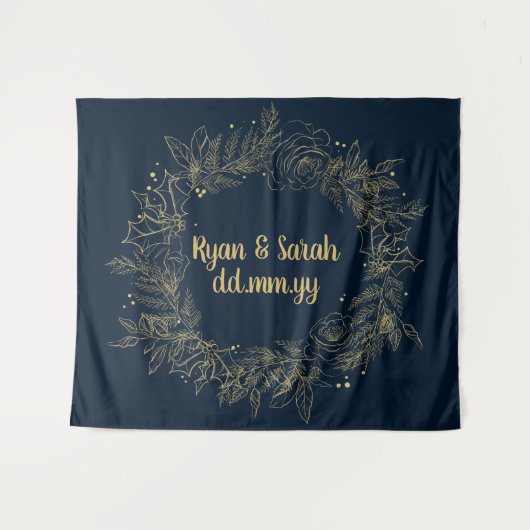 Holiday Wedding Backdrop, decemberbruiloft Wandkleed (Voorkant (horizontaal))